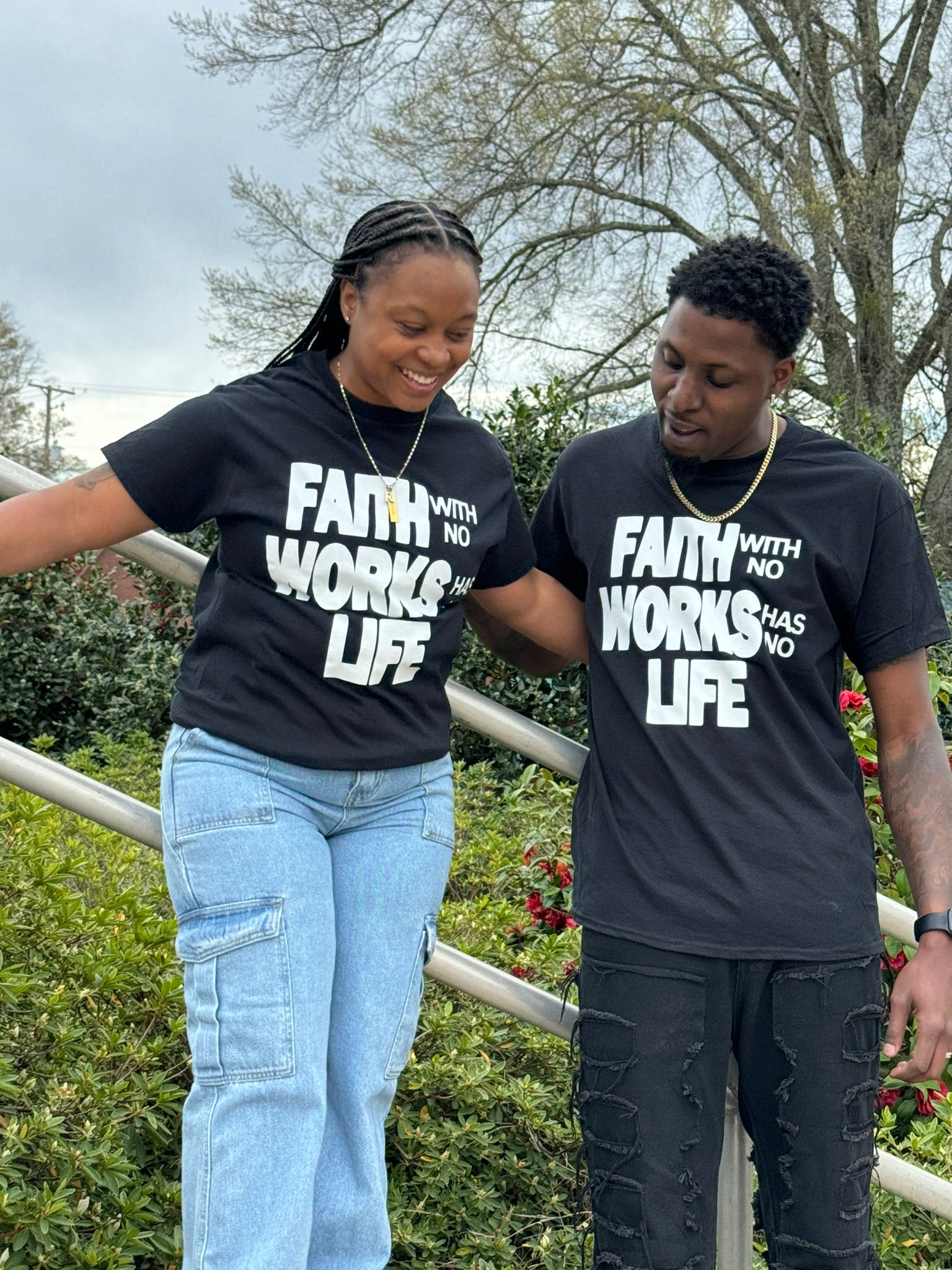 "Faith Works Life" Tee - Blk/Wht SS